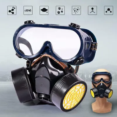 Respirator Gas Face Mask Safety Chemical Dustproof Filter Military Eye Goggle • $10.99