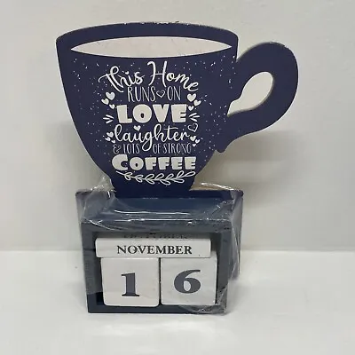 £8.76 • Buy Mini Home Table Top Wooden Block Calendar Coffee Bar Cup Mug Office 