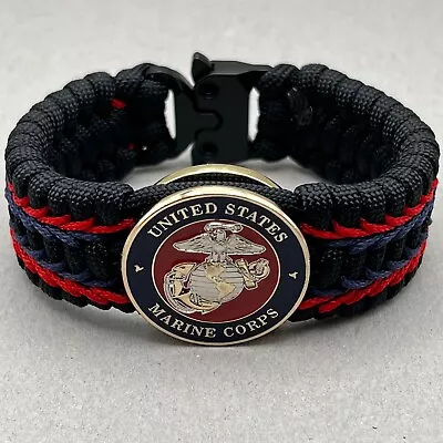 Marine Corps Bracelet; Red & Blue Stitched Black Trilobite • $48