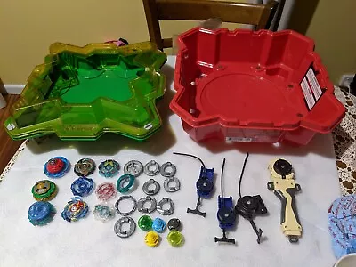 Beyblades 2 STADIUMS Battle Arenas + Spinning Tops METAL PARTS + LAUNCHERS Lot • $29.99