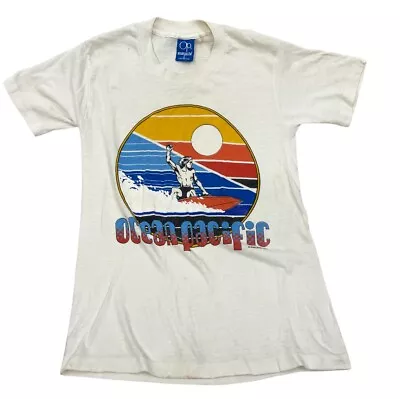 Vintage OP Ocean Pacific 1983 Surfing Surfer T Shirt Single Stitch Small Adult S • $38.25