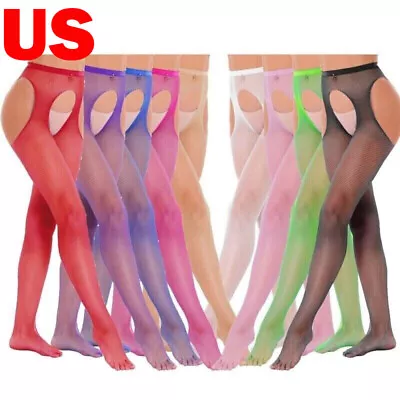 US Woman Fishnet Suspenders Pantyhose Hollow Out High Stockings Tights Lingerie • $6.50