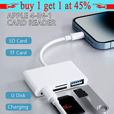 8 Pin To SD Memory Card Reader USB OTG Adapter For IPhone 13 12 11 X XR XS IPad • £5.12