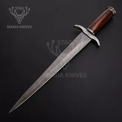Custom Rare Hand Forged Damascus Steel Hunting Dagger Viking Medival Sword • $129.99