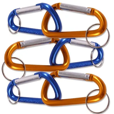 6x CARABINER KEYRINGS Coloured Aluminium D Ring Spring Action Key Belt Bag Clips • £6.10