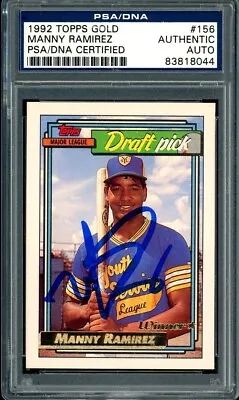 1992 Topps Gold Winner Manny Ramirez Card Signed Rookie PSA DNA Autograph Auto • $249.99