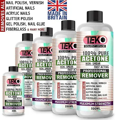 £8.99 • Buy Acetone 100% Pure ACS/Lab Grade Nail Varnish Remover UV/LED GEL Soak Off UK 