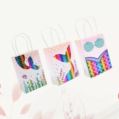  3 Pcs Halloween Craft Paper Bag Mermaid Goodie Bags Gift Shell • £6.98