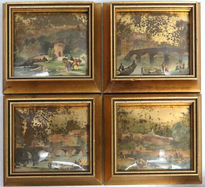 $125 • Buy Vintage 4 Sungott Art Studios Gold Leaf Decoupage Framed Grouping #751