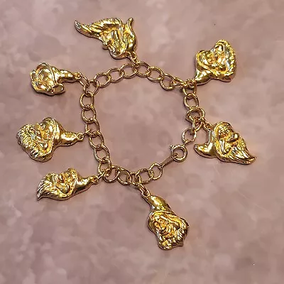 Vintage Gold Tone Avon Kids 1994 Disney 7 Dwarfs Charm Bracelet • $15