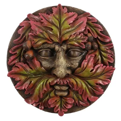 Green Man Oak Leaf Acorn Round Wall Plaque Garden Home Decoration Pagan Gothic • £24.99