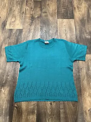 NIKKI SHORT SLEEVE TEAL SHORT SLEEVED SWEATER SIZE ? Missing Tag (L/XL?) • $8.95