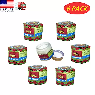 6 White Wild Tiger Balm 18g Jars Of Tiger Balm  Arthritis Pain Joints Ache 2027 • $13.99