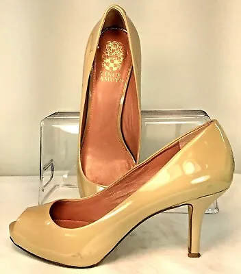 Vince Camuto Kira Pump Women's Sz 8 B Beige Peep Toe Slip On Platform Heel Shoes • $33.98