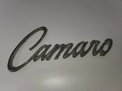 1968-1969 Original Chevy Camaro Front Fender Script Emblem Chrome Mounts Intact • $45