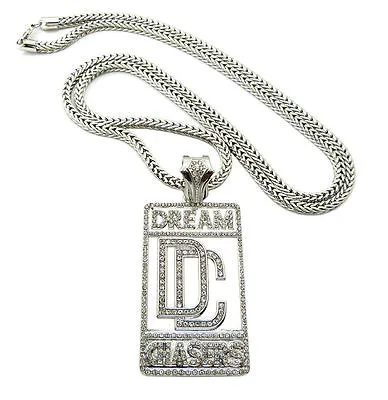 Mens Gold Meek Mill Dream Chasers Pendant Cz Cuban Link Chain Necklace • $29.99