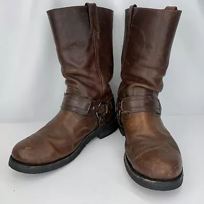 Harley Davidson Mens Sz 10 Brown Leather Motorcycle Boots 91329 Harness • $64.99