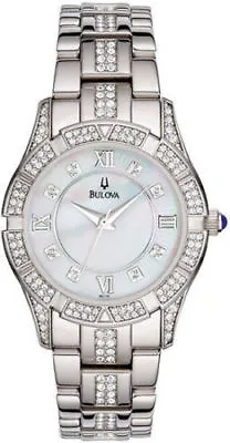 Bulova 96L116 Women's Dress Swarovski Crystals MOP Dial Stainless Steel Watch • $157.50