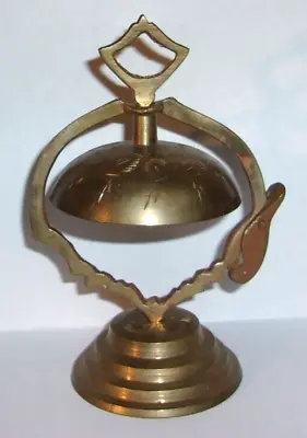 Vintage Victorian Style Etched Brass Concierge Hotel Desk Bell India • $29.03