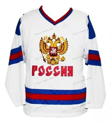 Custom Retro Ovechkin #8 Team Russia Hockey Jersey Sewn White Any Name Number • $54.51