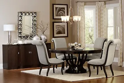 Oval Round Espresso Pedestal Dining Table Chairs Dining Room Furniture Set  • $1799