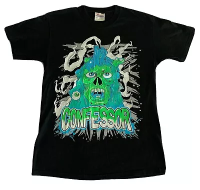 Vintage Hanes 50/50 Confessor Black Graphic Zombie T Shirt Size Small • $10.20