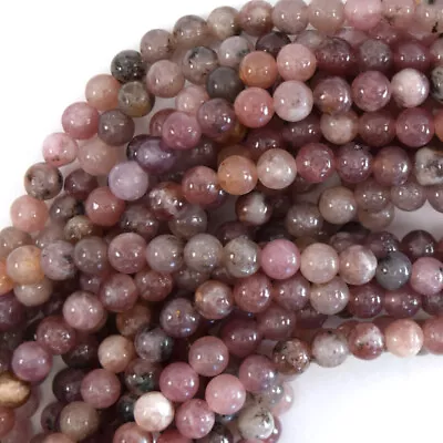 $5.99 • Buy Natural Light Purple Lepidolite Round Beads 15.5  Strand 4mm 6mm 8mm 10mm 12mm