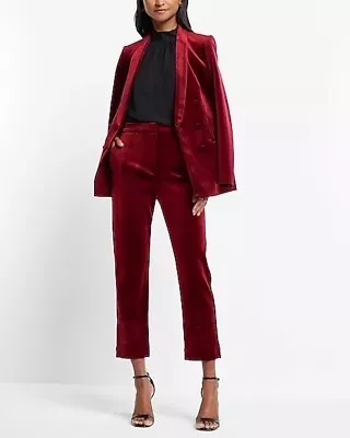 NWT EXPRESS Red Velvet Double Breasted Shawl Collar Blazer Sz  + Pants Sz 10S • $100