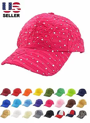 Rhinestone Baseball Cap Glitter Sequin Sparkly Bling Women Summer Hat Sun Lady • $12.99