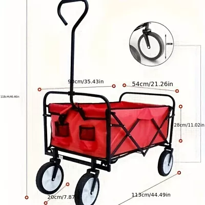 Folding Wagon Garden Shopping Beach Cart (Red) • $36.21