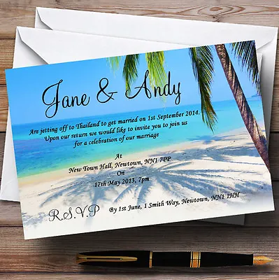 £7.29 • Buy Tropical Beach Palm Tree Personalised Wedding Invitations
