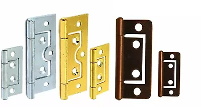 £2.22 • Buy Chrome /Silver / Zinc Flush Hinges Cabinet Door Cupboard Toy Box Various Sizes