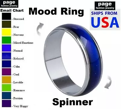 Mood Ring Rotation  Spinner  Stainless Steel Rings Size 5-10 #2 - With E-Chart • $5.25