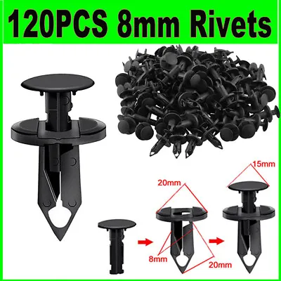 120PCS 8mm Bumper Clips Retainer Auto Car Plastic Rivets Fastener Fender Push • $5.89