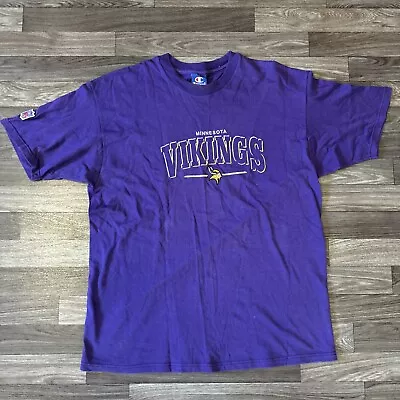 Vintage Champion Minnesota Vikings Shirt Men’s XL Purple Embroidered Crewneck • $28