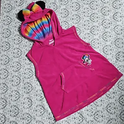 Disney Minnie Mouse Pink Sleeveless Terry Cloth Hoodie 3T • $16