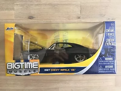 Jada Bigtime Muscle 1:24 Diecast Car Black 1967 Chevy Impala SS • $215