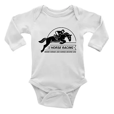 Horse Racing Baby Grow Vest Bodysuit Where Heroes & Horses Become One Boys L/S • £5.99