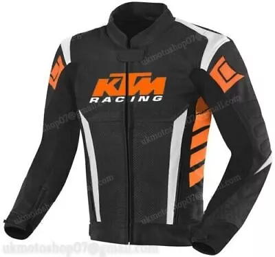 KTM Racing Biker Motorcycle Leather Jacket MOTOGP Motorbike Leather Jackets USA • $149.99