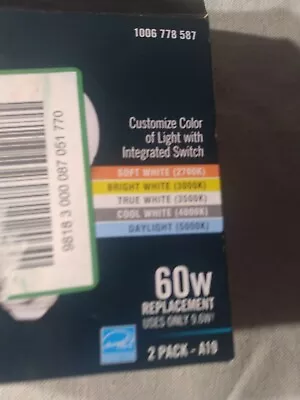 (2-Pk) EcoSmart LED Bulb Dimmable White 60W 1006778587 • $13.43
