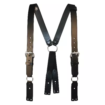 $78.81 • Buy Boston Leather 9175-1 Black Firemans Leather 1.5  Suspenders - Adjustable Fit