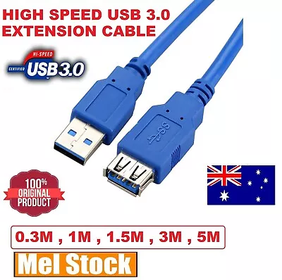 USB 3.0 Male Plug To Female Socket Extension Cable Cord Lead For LaptopPCHub • $9.99