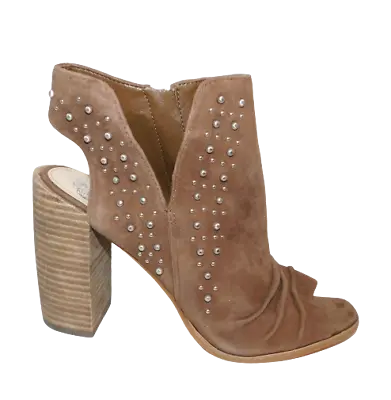 Vince Camuto Machine Studded Bootie Sandals Sz 9.5 Brown Suede • $34.55