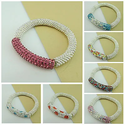 £4.99 • Buy New Arrival 50mm Shamballa Style Crystal Clay Tube Beads Stretch Bracelet