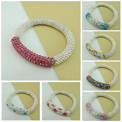 £4.99 • Buy New Arrival 50mm Shamballa Style Crystal Clay Tube Beads Stretch Bracelet