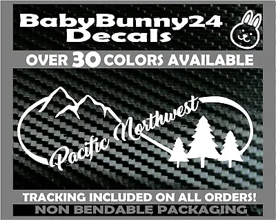 $5.99 • Buy Pacific Northwest PNW Mountains Trees Infinity Truck Van Car Vinyl Decal Sticker