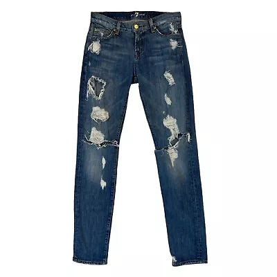 7 For All Mankind The Slim Cigarette Jeans Womens 26 Distressed Mid Rise *READ • $16.95