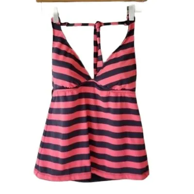 Mossimo | Pink Navy Stripe Tankini Halter Tie Swim Top Size Juniors Small • $8