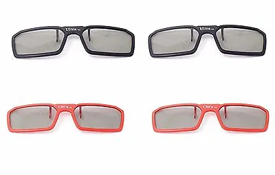 4 Pairs Of Clip On 3D Glasses Red Black Polorised For LG Tv Cinema RealD • £14.99