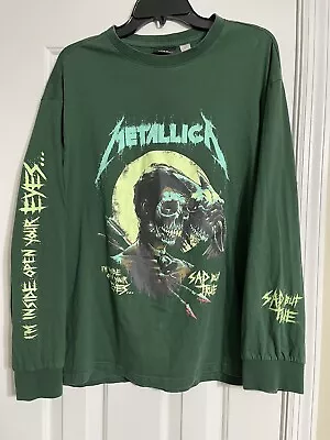 H&M METALLICA Green Long Sleeve Shirt Size L • $39.99